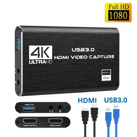 4K USB 3.0 Video Capture Card HDMI-compatible 1080P 60Hz HD Video Recorder Grabber For OBS Game Recording Live Streaming